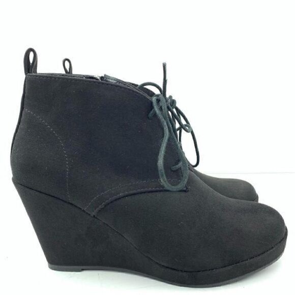 DV booties 5.5 Terri black faux suede zip wedges - Picture 8 of 8
